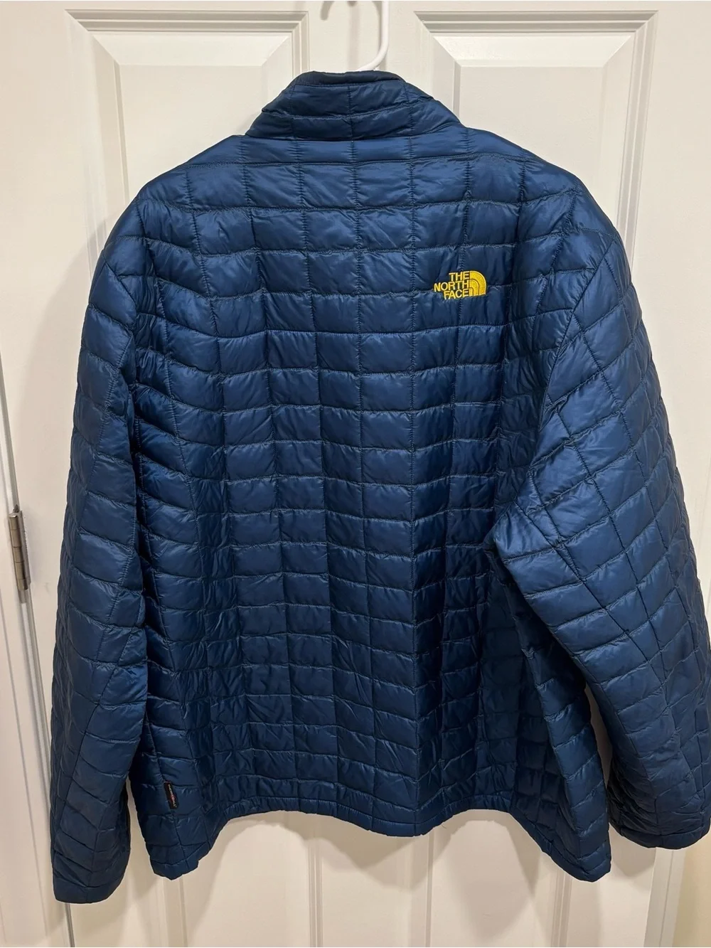 The North Face Thermoball Blue Yellow Full Zip Jacket Embroidered Logo Mens XXL